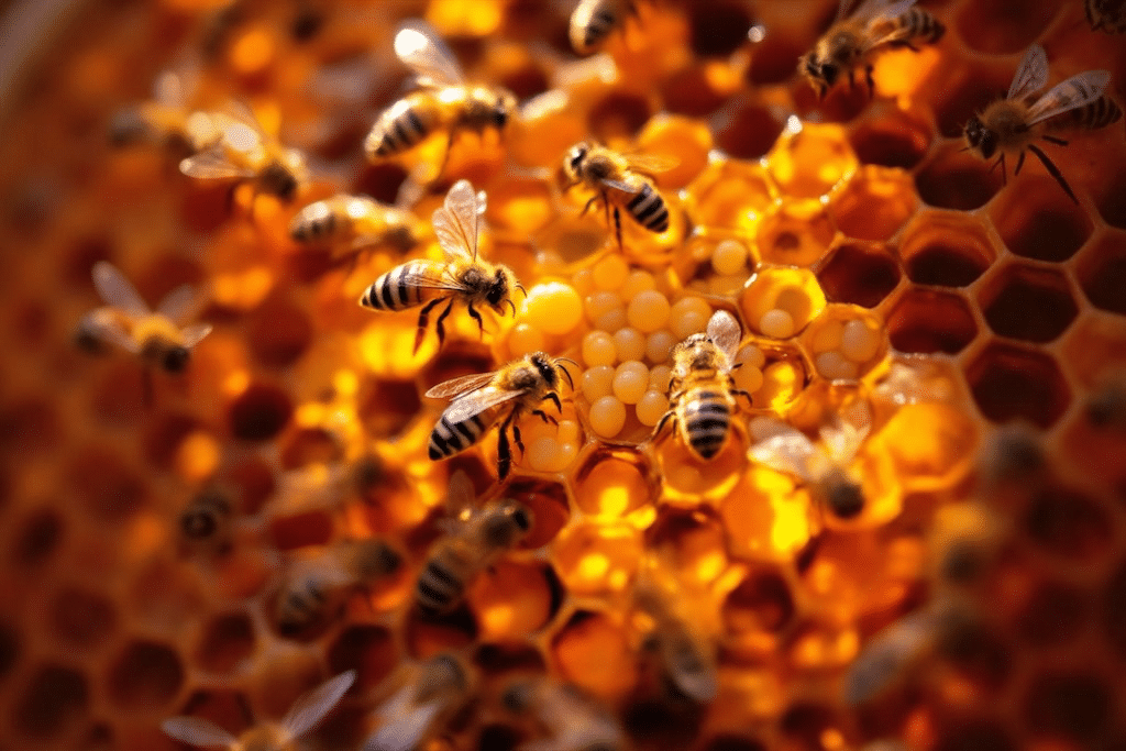 Beehive with worker bees