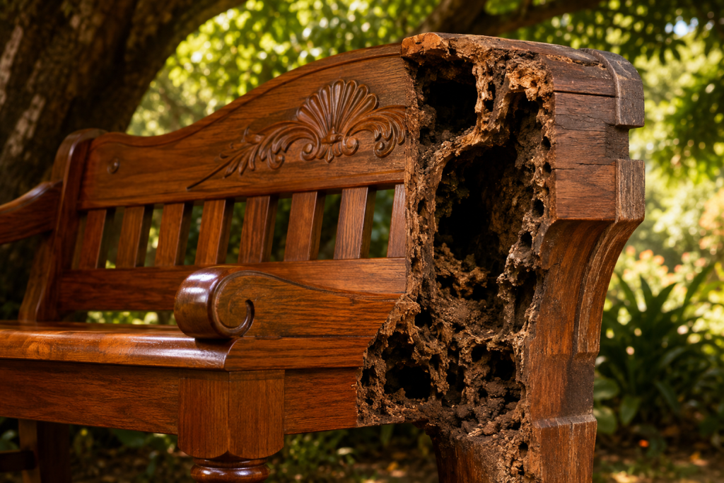 Chair eaten from within.