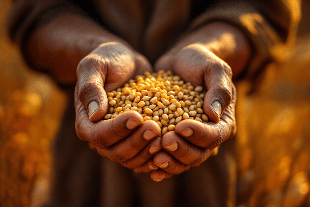 grains in hand